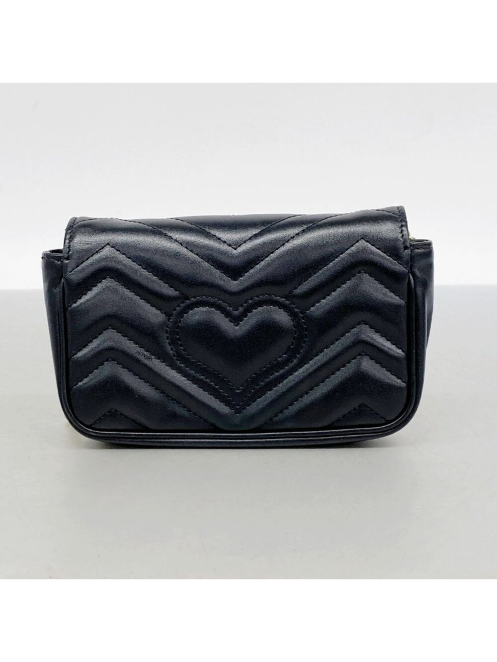 Gucci Shoulder Bag GG Marmont Leather Black Gold - Picture 10 of 10